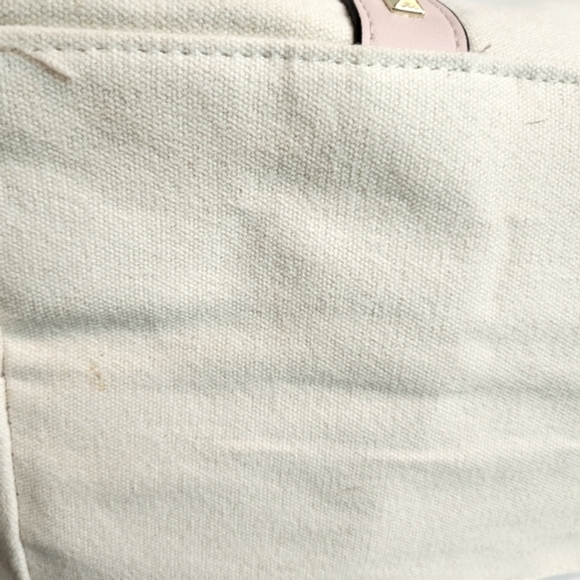 VICTORIA'S SECRET NWT CANVAS TOTE  pink trim and handles with gold tone … - Picture 6 of 8
